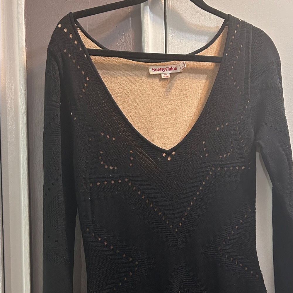 See By Chloe Black Midi Dress